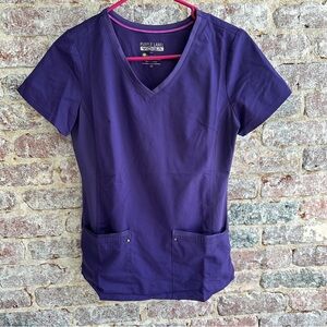 Healing Hands 2245 Purple Label Yoga Scrub Top in Eggplant